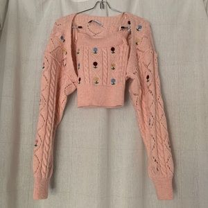 ZARA TWO PIECE FLORAL SWEATER AND TUBE TOP SET